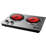 DIDO 1800W Ceramic Electric Hot Plate for Cooking, Dual 7.1 Infrared Burners, Portable Countertop Burners Crystallite Glass Plate, Electric Cooktop for All Cookware, Stainless Stee