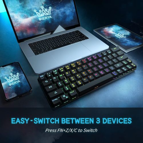  DIERYA DK63 60% Keyboard with Dedicated Arrow Keys, Wireless Wired Mechanical Gaming Computer Keyboard True RGB LED Backlit Bluetooth 5.1 Programmable, Full Anti-Ghosting, 1900mAh