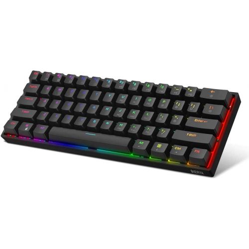  DIERYA DK61E 60% Mechanical Gaming Keyboard, RGB Backlit Wired PBT Keycap Waterproof Type-C Mini Compact 61 Keys Computer Keyboard with Full Keys Programmable (Gateron Optical Brow