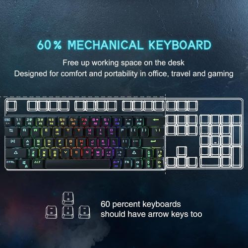  DIERYA DK63 60% Keyboard with Dedicated Arrow Keys, Wireless Wired Mechanical Gaming Computer Keyboard True RGB LED Backlit Bluetooth 5.1 Programmable, Full Anti-Ghosting, 1900mAh