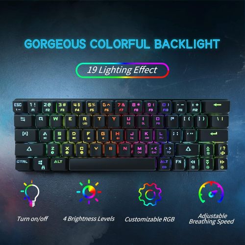  DIERYA DK63 60% Keyboard with Dedicated Arrow Keys, Wireless Wired Mechanical Gaming Computer Keyboard True RGB LED Backlit Bluetooth 5.1 Programmable, Full Anti-Ghosting, 1900mAh