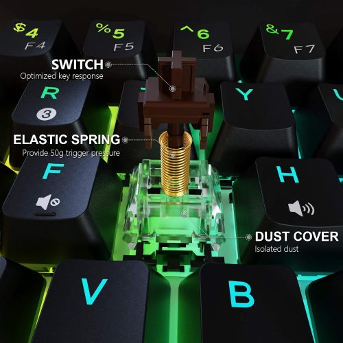  [아마존베스트]Dierya DK61 Pro Bluetooth 5.1 Mechanical Gaming Keyboard 60% Wireless/Wired PBT Keycap RGB Backlit Mini Compact 61 Keys Computer Keyboard with Full Keys Programmable (Gateron Optic