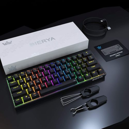  [아마존베스트]Dierya DK61 Pro Bluetooth 5.1 Mechanical Gaming Keyboard 60% Wireless/Wired PBT Keycap RGB Backlit Mini Compact 61 Keys Computer Keyboard with Full Keys Programmable (Gateron Optic