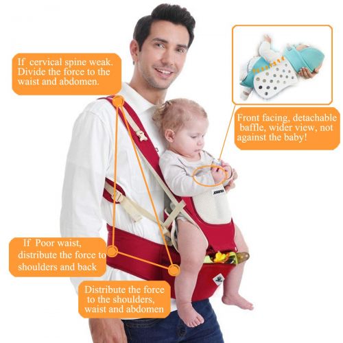  DIGGOLD Baby Carrier Soft Sling All Carry with Hip Seat 360 Positions Award-Winning Ergonomic Child and Newborn Seats (RED)