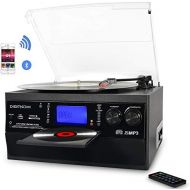 [아마존베스트]DIGITNOW Bluetooth Record Player Turntable with Stereo Speaker, LP Vinyl to MP3 Converter with CD, Cassette, Radio, Aux in and USB/SD Encoding, Remote Control: Home Audio & Theater