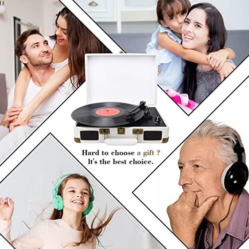  DIGITNOW! Turntable Record Player 3speeds with Built-in Stereo Speakers, Supports USB / RCA Output / Headphone Jack / MP3 / Mobile Phones Music Playback,Suitcase Design