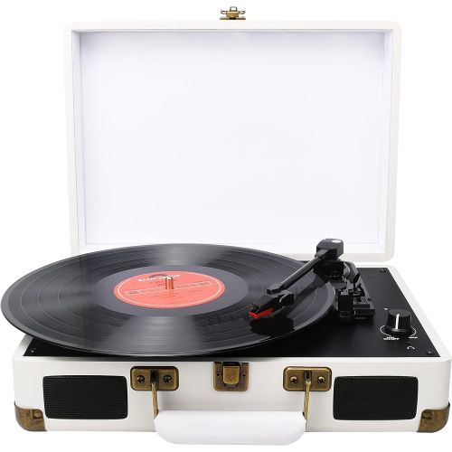  DIGITNOW! Turntable Record Player 3speeds with Built-in Stereo Speakers, Supports USB / RCA Output / Headphone Jack / MP3 / Mobile Phones Music Playback,Suitcase Design