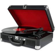 DIGITNOW Turntable Record Player 3speeds with Built-in Stereo Speakers, Supports USB / RCA Output / Headphone Jack / MP3 / Mobile Phones Music Playback,Suitcase Design(Black)
