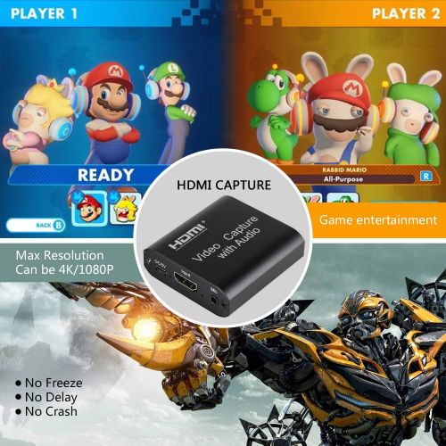  DIGITNOW Audio Video HDMI Capture Card with Loop Out, USB 2.0 4K HD 1080P 60FPS HDMI Video Game Capture Card for Live Streaming for PS3/ PS4 /Xbox One/DSLR/Camcorders/Action Cam