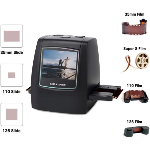  [아마존베스트]DIGITNOW 22MP All-in-1 Film & Slide Scanner, Converts 35mm 135 110 126 and Super 8 Films/Slides/Negatives to Digital JPG Photos, Built-in 128MB Memory, 2.4 LCD Screen