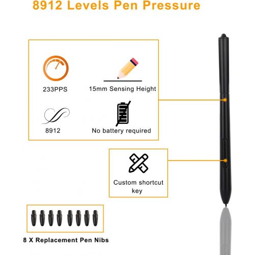  [아마존베스트]DIGITNOW! Digital Graphic Tablet Drawing Pen Drawing Tablet with Battery Free Stylus Pen and 8 Key Combinations