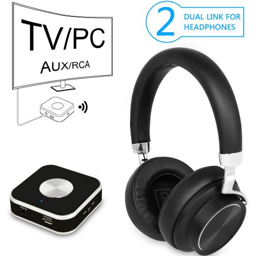  DIGITNOW Wireless Headphones with Bluetooth Transmitter for TV Watching & Computer Gaming, Headset Set Support 3.5mm AUX, RCA, PC USB Digital Audio and No Delay