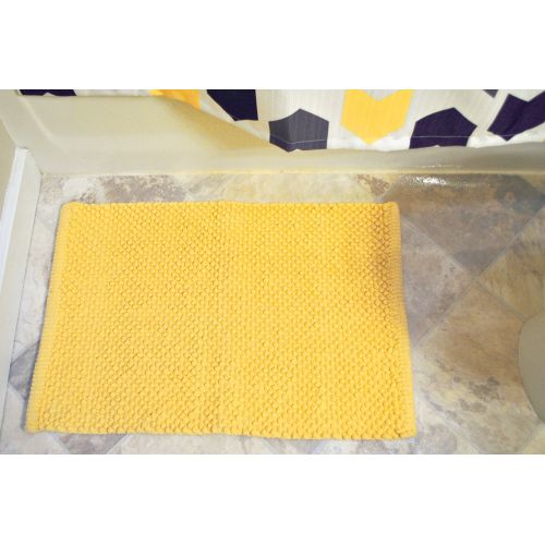  DII Ultra Soft Plush Spa Cotton Pebble Absorbent Chenille Bath Mat Place in Front of Shower, Vanity, Bath Tub, Sink, and Toilet, 17 x 24 - Yellow