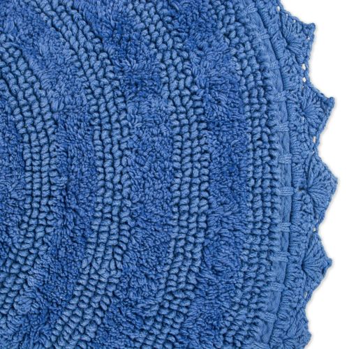  DII Ultra Soft Spa Cotton Crochet Round Bath Mat or Rug Place in Front of Shower, Vanity, Bath Tub, Sink, and Toilet, 28 - Blueberry