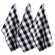 DII Cotton Buffalo Check Plaid Dish Towels, (20x30, Set of 3) Monogrammable Oversized Kitchen Towels for Drying, Cleaning, Cooking, & Baking - Black & White