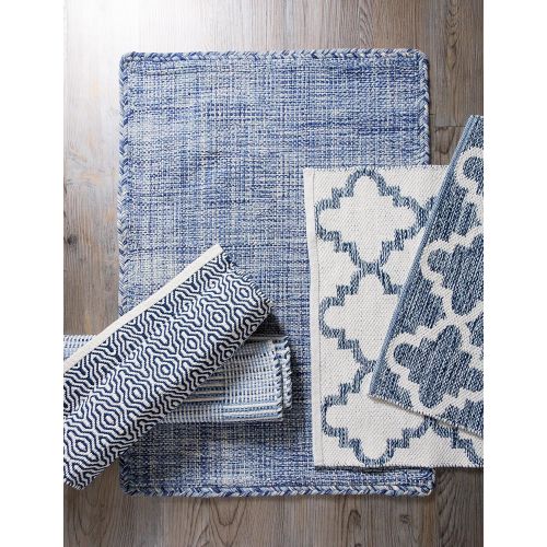  DII Indoor Braided Cotton Handloomed Yarn Dyed Woven Reversible Area Rug for Bedroom, Living Room, Kitchen, 2x3 - Keyhole Navy