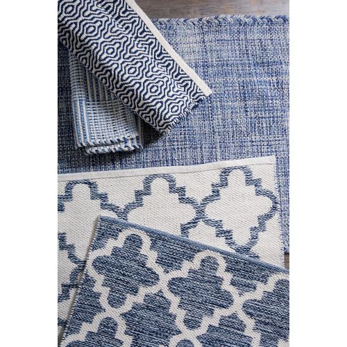  DII Indoor Flatweave Cotton Handloomed Yarn Dyed Woven Reversible Area Rug for Bedroom, Living Room, Kitchen, 4x6 - Lattice Gray