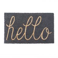 DII Natural Coir Fiber, 18x30 Entry Way Outdoor Door Mat with Non Slip Backing-Hello Gray, 18 x 30,