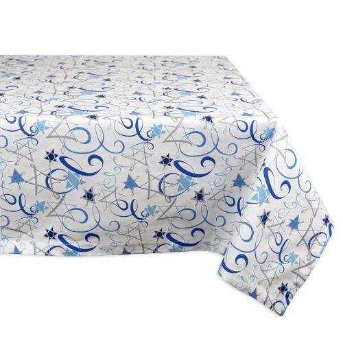  DII 100% Cotton, Machine Washable, Dinner and Holiday Tablecloth 60x120, Hanukkah Swirl, Seats 10 to 12 People