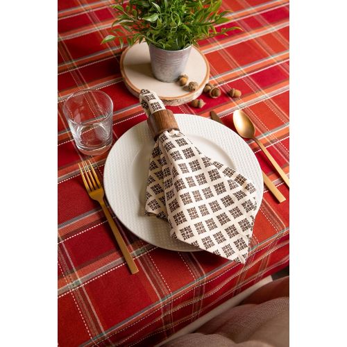  DII CAMZ10885 Cotton Tablecloth, Perfect for Holiday, Fall, Thanksgiving, Dinner Parties or Everyday Use, 70 Round, Autumn Spice Plaid