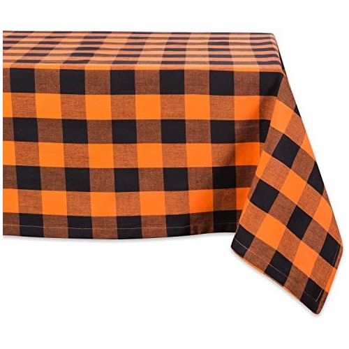  DII Classic Buffalo Check Tabletop Collection for Family Dinners, Special Occasions, Barbeques, Picnics and Everyday Use, 100% Cotton, Machine Washable, Tablecloth, 60x84, Orange &