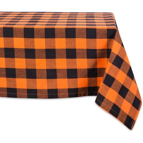  DII Classic Buffalo Check Tabletop Collection for Family Dinners, Special Occasions, Barbeques, Picnics and Everyday Use, 100% Cotton, Machine Washable, Tablecloth, 60x84, Orange &