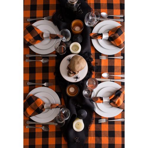  DII Classic Buffalo Check Tabletop Collection for Family Dinners, Special Occasions, Barbeques, Picnics and Everyday Use, 100% Cotton, Machine Washable, Tablecloth, 60x84, Orange &