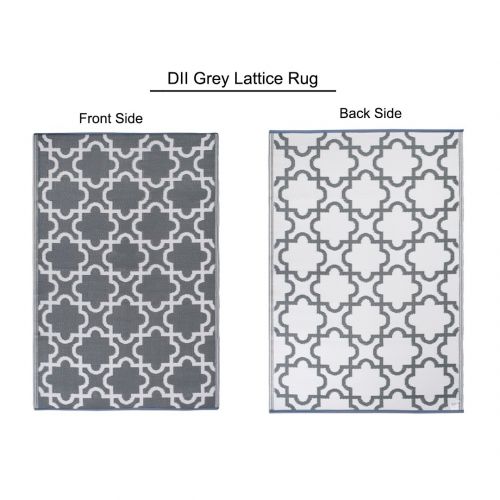  DII Moroccan Indoor/Outdoor Lightweight, Reversible, & Fade Resistant Area Rug, Use For Patio, Deck, Garage, Picnic, Beach, Camping, BBQ, Or Everyday Use - 4 x 6, Gray Lattice