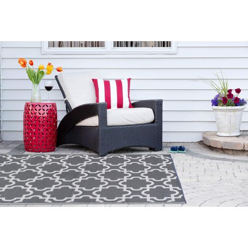  DII Moroccan Indoor/Outdoor Lightweight, Reversible, & Fade Resistant Area Rug, Use For Patio, Deck, Garage, Picnic, Beach, Camping, BBQ, Or Everyday Use - 4 x 6, Gray Lattice