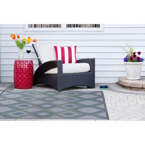  DII Moroccan Indoor/Outdoor Lightweight, Reversible, & Fade Resistant Area Rug, Use For Patio, Deck, Garage, Picnic, Beach, Camping, BBQ, Or Everyday Use - 4 x 6, Gray Lattice