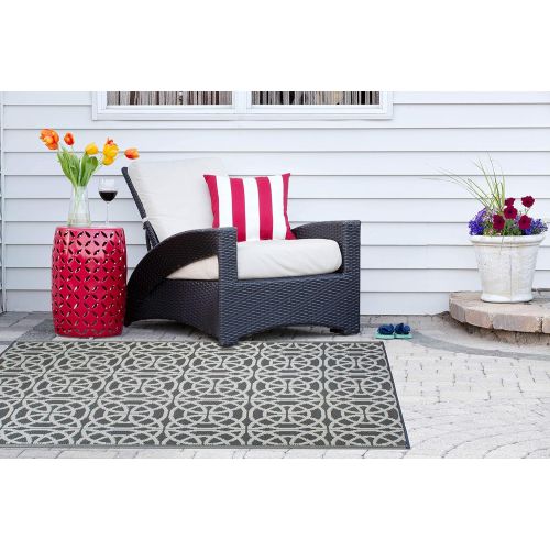  DII Moroccan Indoor/Outdoor Lightweight, Reversible, & Fade Resistant Area Rug, Use For Patio, Deck, Garage, Picnic, Beach, Camping, BBQ, Or Everyday Use - 4 x 6, Gray Lattice