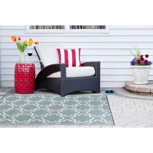  DII Moroccan Indoor/Outdoor Lightweight, Reversible, & Fade Resistant Area Rug, Use For Patio, Deck, Garage, Picnic, Beach, Camping, BBQ, Or Everyday Use - 4 x 6, Gray Lattice