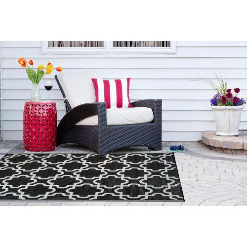  DII Moroccan Indoor/Outdoor Lightweight, Reversible, & Fade Resistant Area Rug, Use For Patio, Deck, Garage, Picnic, Beach, Camping, BBQ, Or Everyday Use - 4 x 6, Gray Lattice