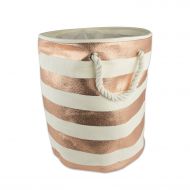 DII Woven Paper Collapsible Laundry Hamper/Storage Basket, 20x15x15, Round, Copper Stripe