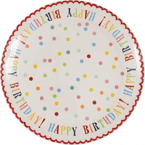  DII Happy Birthday Stoneware Cake Plate