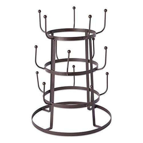  DII 5464 3 Tier Countertop or Pantry Vintage Metal Wire Tree Stand for Coffee, Glasses, and Cups, 15 Mug Capacity, Rustic Bronze