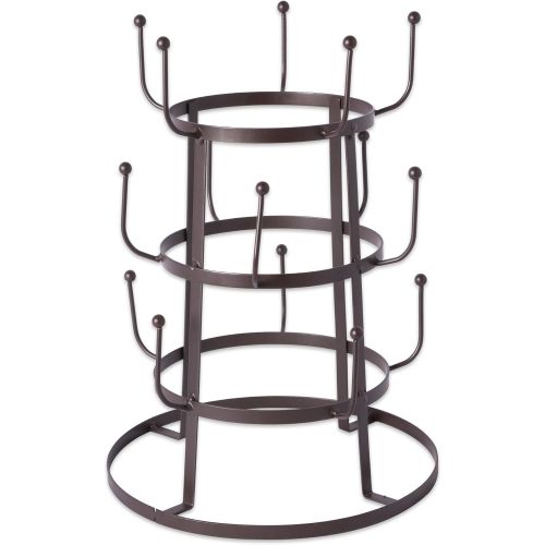  DII 5464 3 Tier Countertop or Pantry Vintage Metal Wire Tree Stand for Coffee, Glasses, and Cups, 15 Mug Capacity, Rustic Bronze