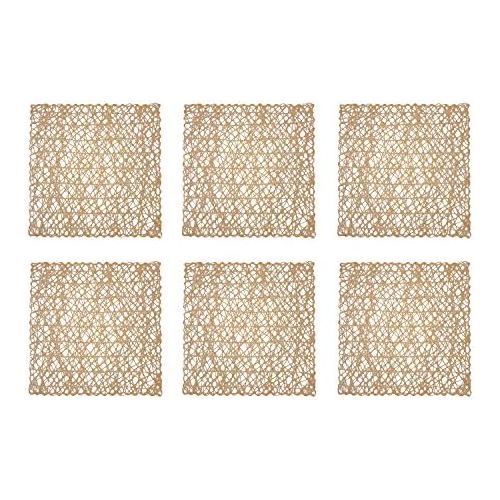  DII Woven Paper Square Decorative Placemat or Charger for Holidays, Parties, and Decor (16 Square) Taupe - Set of 6