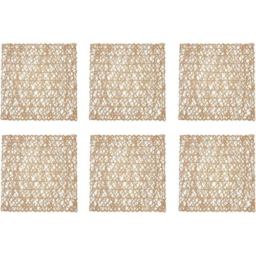  DII Woven Paper Square Decorative Placemat or Charger for Holidays, Parties, and Decor (16 Square) Taupe - Set of 6