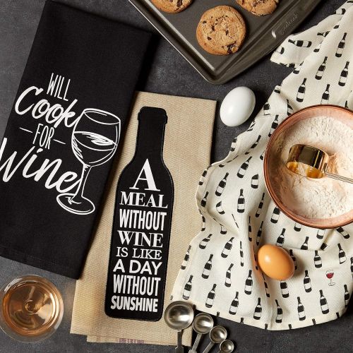  DII Embellished Wine & Sunshine, Dishtowel S/3, 3 Piece