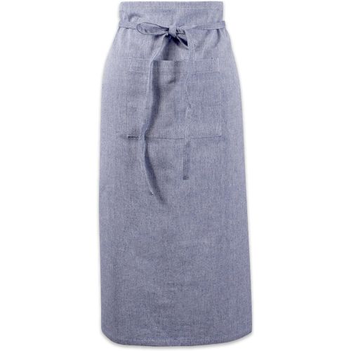  DII Cotton Chambray Bistro Half Waist Apron with Pockets and Extra Long Ties, 30 x 28, Cooking, Baking Apron, Uniform for Bartender, Waiter, Waitress, Coffee shop, Restaurant-Blue