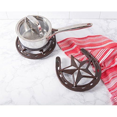  DII Metal Trivet Set, 8x8, Western Star