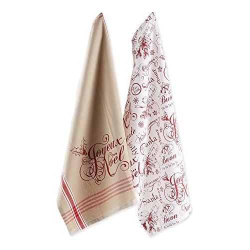  DII Vintage Christmas Collection Dishtowel, 18x28, Joyeux Noel, 2 Piece