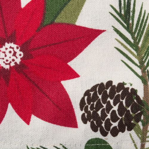  DII CAMZ38056 100% Cotton, Machine Washable, Printed Kitchen Table Runner For Dinner Parties and Holidays - 14x108, Woodland Christmas,Poinsettia