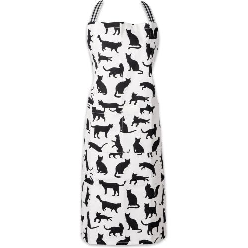  DII 100% Cotton, Everyday Basic Home Kitchen, Restaurant, Adjustable Neck and Waist Ties, Front Pockt, Pet Lover, Printed Chefs Apron-Cats Meow