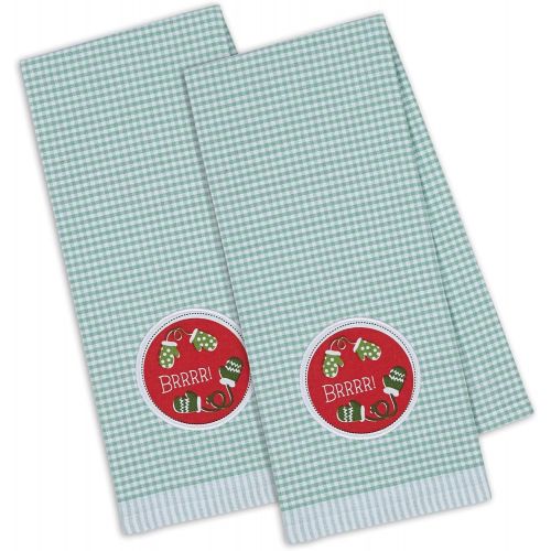  DII Cotton Embellished Christmas Holiday Dish Towels, 18x28 Set of 2, Decorative Oversized Kitchen Towels,Perfect Home and Kitchen Gift-Brrrr Mittens