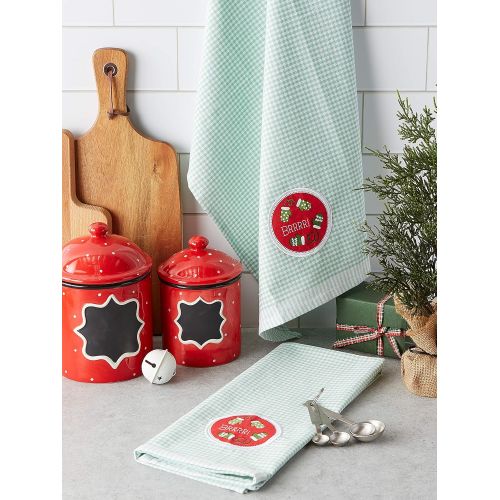  DII Cotton Embellished Christmas Holiday Dish Towels, 18x28 Set of 2, Decorative Oversized Kitchen Towels,Perfect Home and Kitchen Gift-Brrrr Mittens