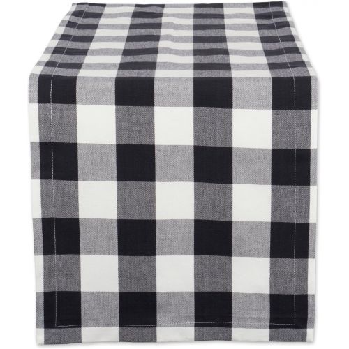  DII Buffalo Check Collection Classic Tabletop, Table Runner, 14x108, Black & White