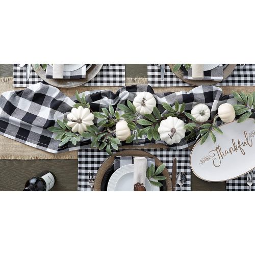  DII Buffalo Check Collection Classic Tabletop, Table Runner, 14x108, Black & White