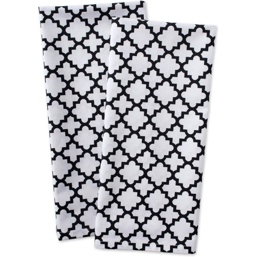  DII Cotton Lattice Dish Towels with Hanging Loop, 18 X 28 Set of 2, Fast Dry Kitchen Tea Towels for Everyday Cooking and Baking-White